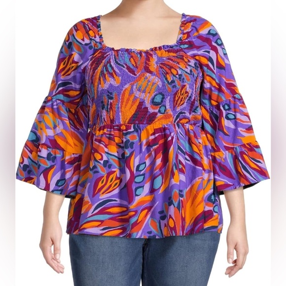 Terra & Sky Tops - NWOT Terra & Sky Colorful Women's Blouse